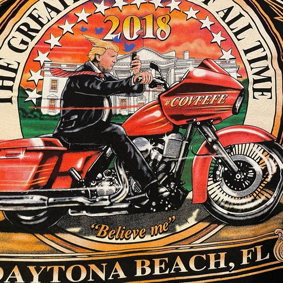 2018 Daytona Beach Bike Week Black T-Shirt Size Medium Trump - Picture 3 of 5